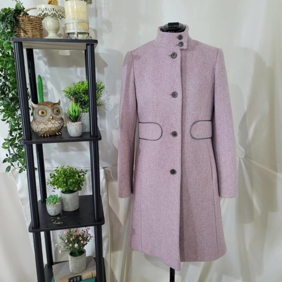 Via Spiga Jackets & Blazers - Via Spiga Wool Blend Coat in Tormalina with Silver Leather Accents - Size 8